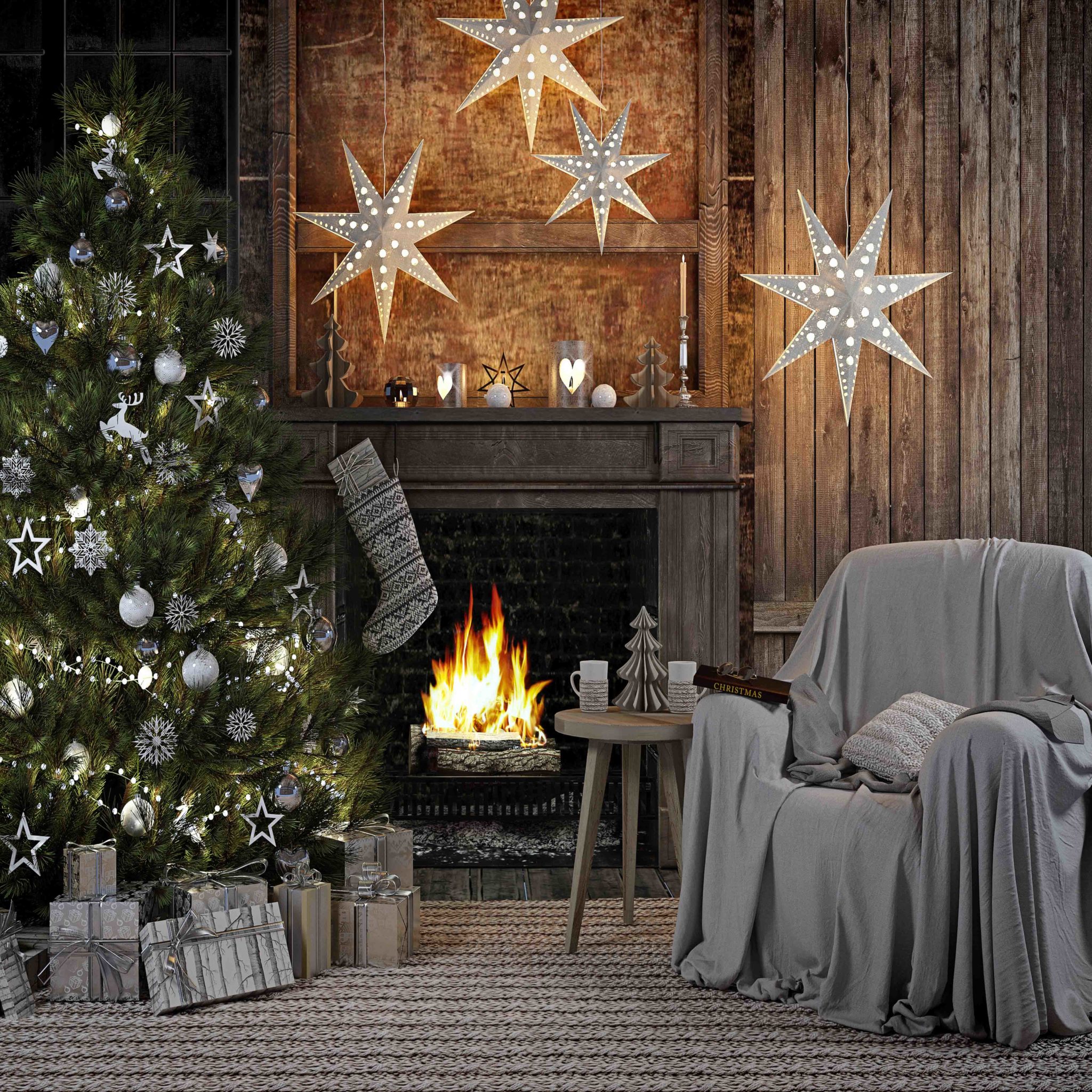 C33 Cozy Christmas Fireplace – Studio Backdrops