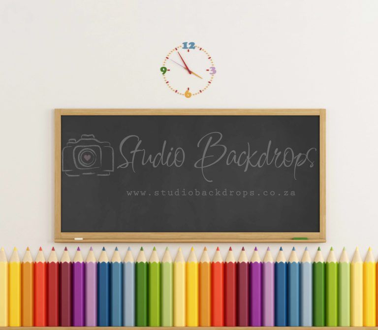 SCHO26 Colourful Pencils and Blackboard