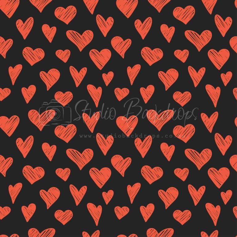 Heart16 Black and Red Doodle Hearts