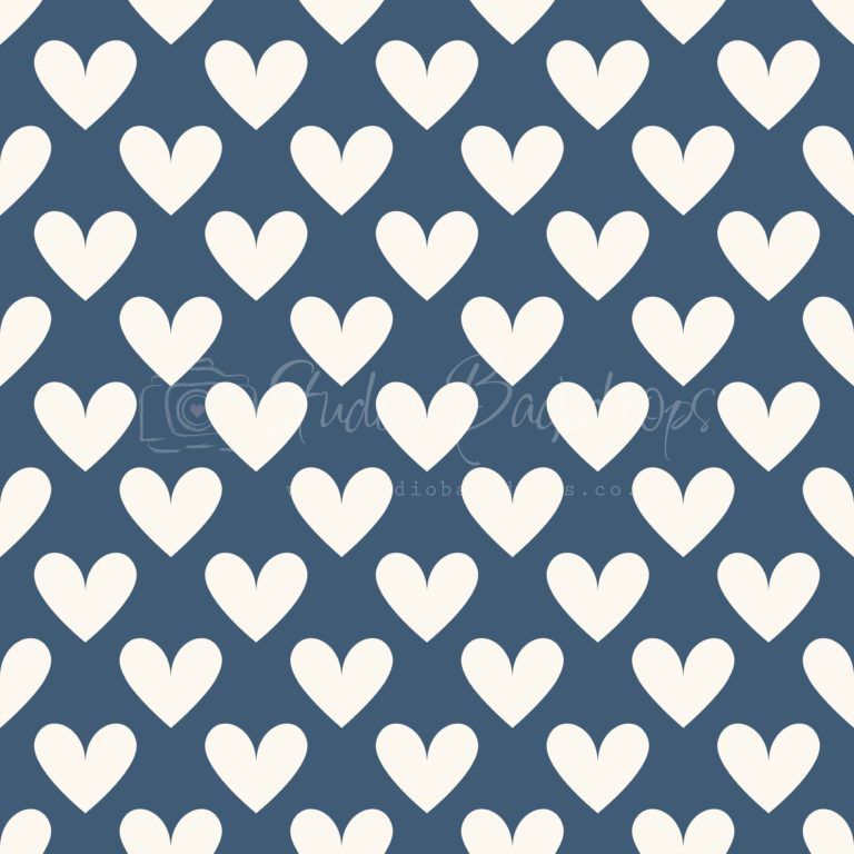 HEART18 White Hearts on Blue