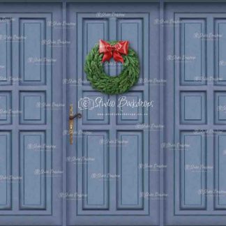 C84 Wreath on Blue Christmas Door