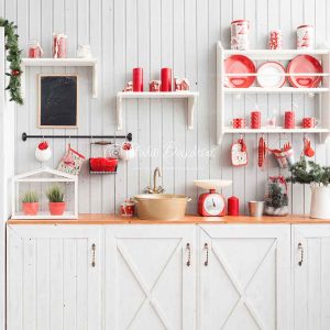 C122 Red Christmas Kitchen SQ