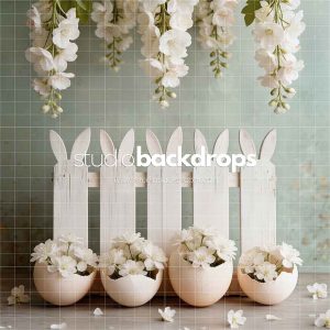 EASTER48 Bunny Fence Florals